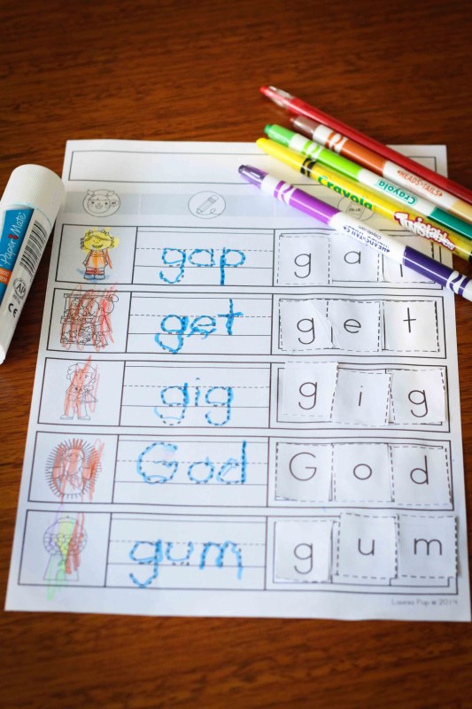 Preschool Letter of the Week G CVC word work page