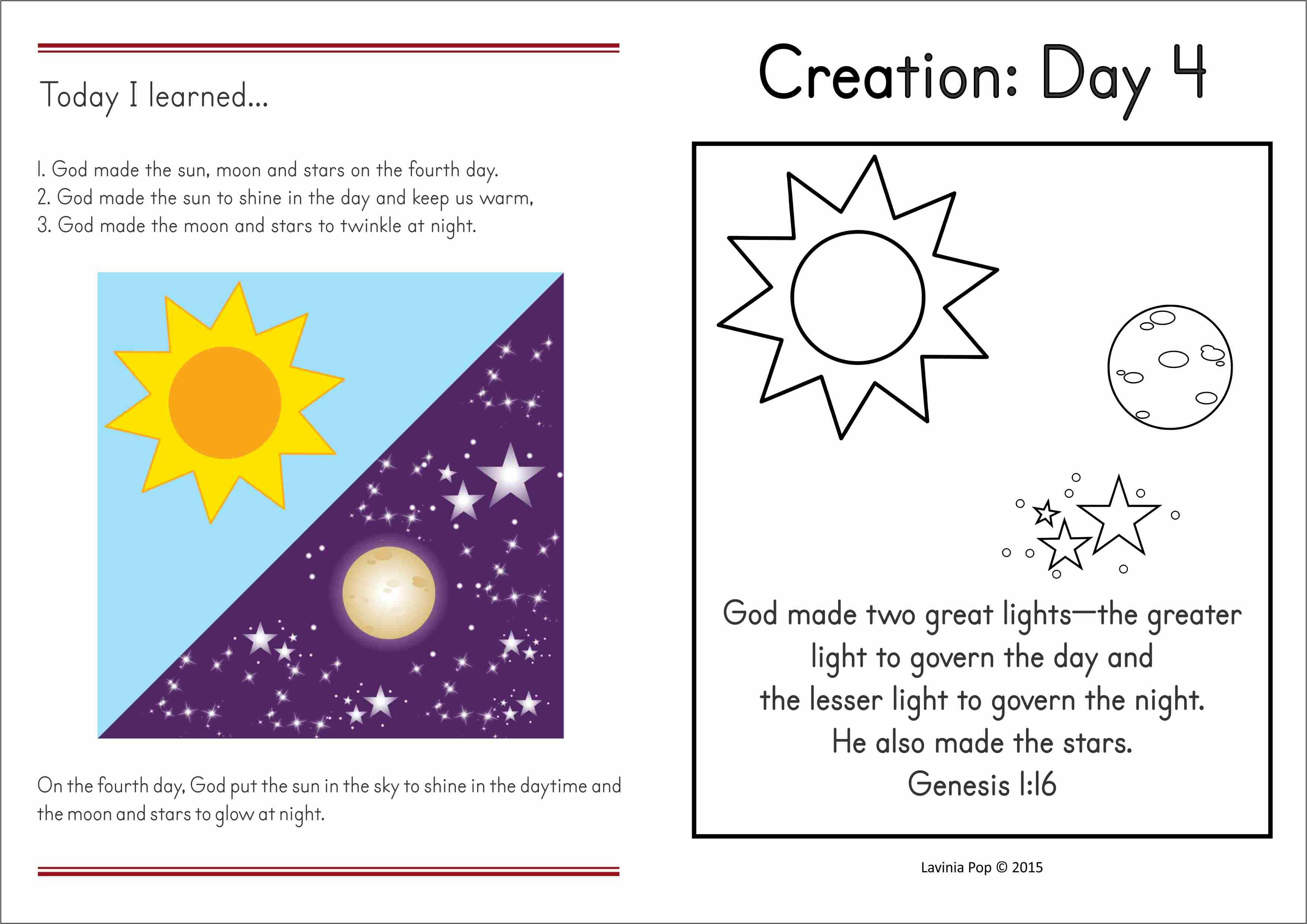 day four creation coloring pages for preschoolers - photo #42