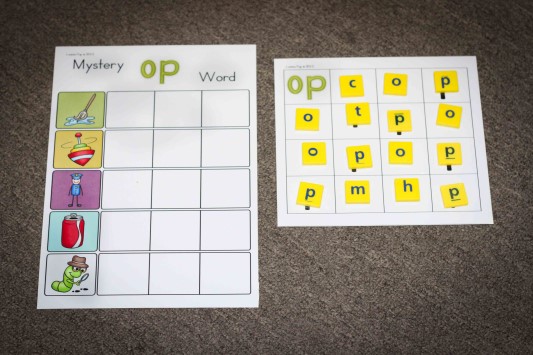 Word Work in Prep / Kindergarten Mystery CVC words with Scrabble letter tiles