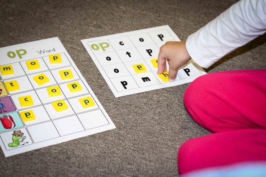 Word Work in Prep / Kindergarten Mystery CVC words with Scrabble letter tiles