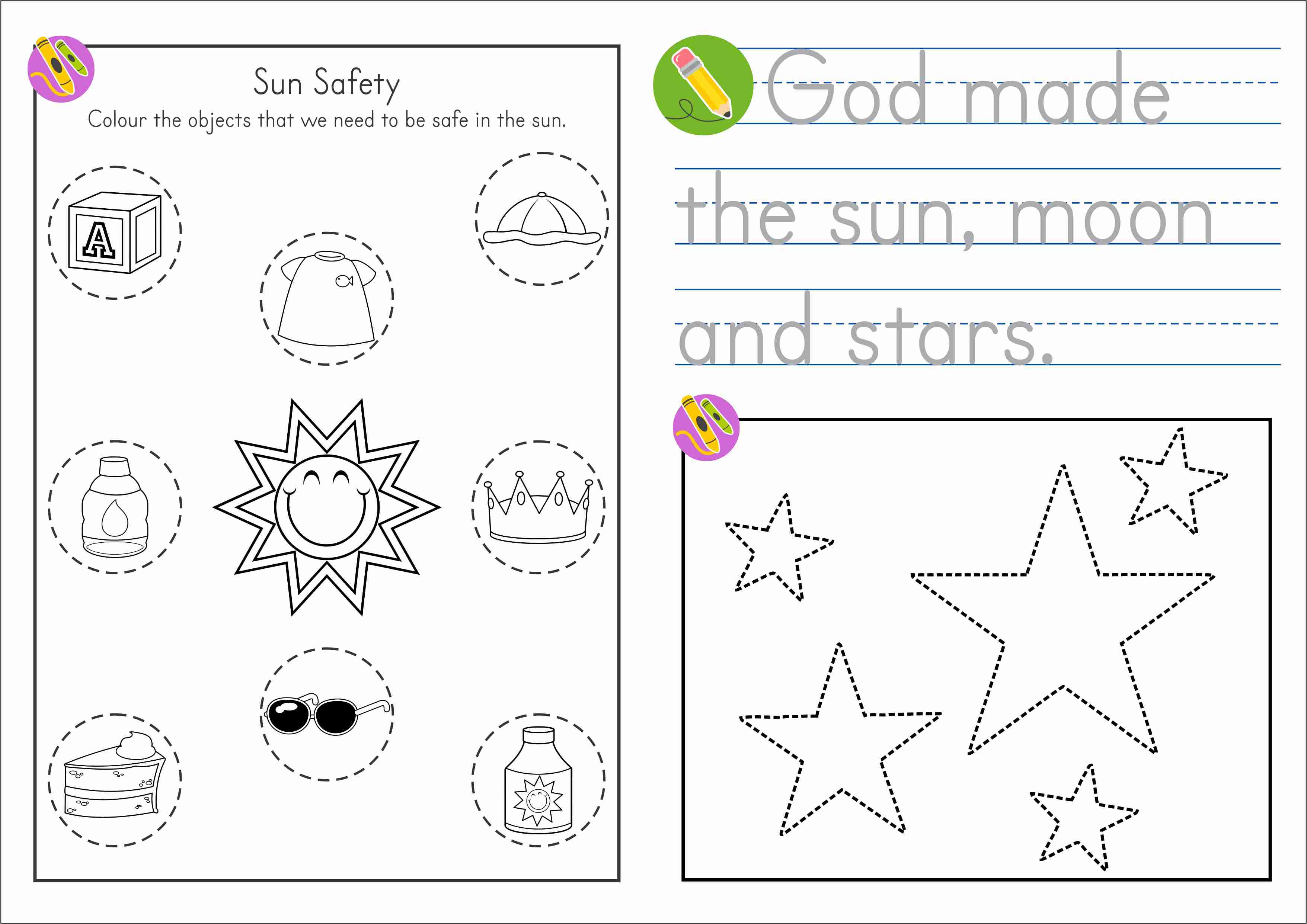 sunday school creation sun moon and stars in my world