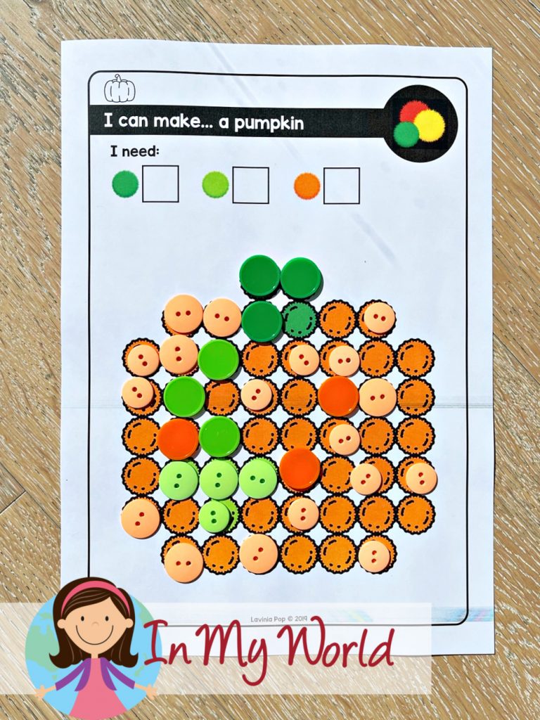 Fine Motor Bins / Tubs Preschool Kindergarten pom pom or button task cards