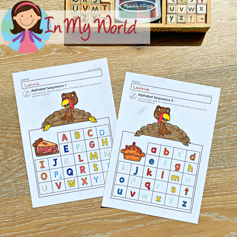 Printable Thanksgiving Turkeys Letter Sequence Alphabet Worksheets