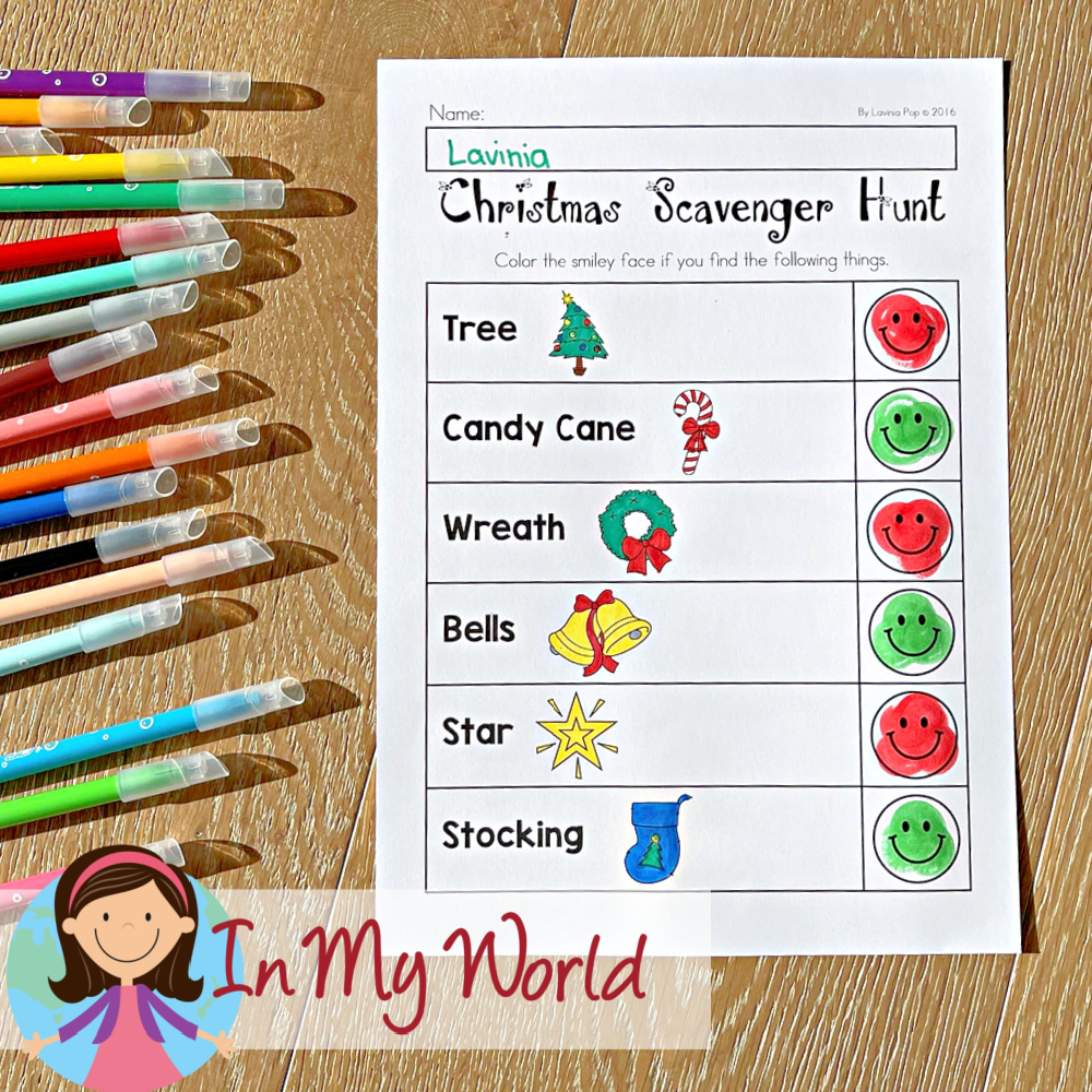 Christmas Worksheets for Preschool. Scavenger Hunt.