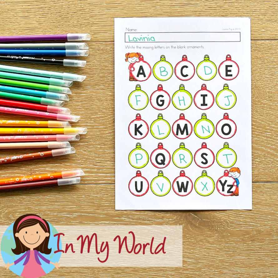 Kindergarten No Prep Printable Christmas Worksheets | Literacy : Missing upper case letters