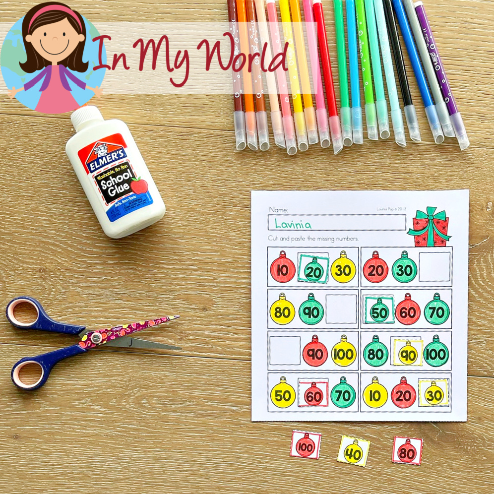 Kindergarten No Prep Printable Christmas Worksheets | Math: Skip Counting by 10s Missing Numbers