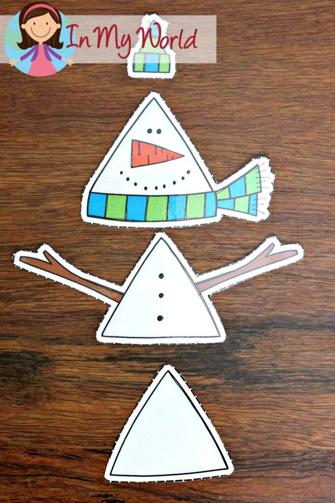 FREE Winter Preschool Centers. Snowmen Shape Sorting.